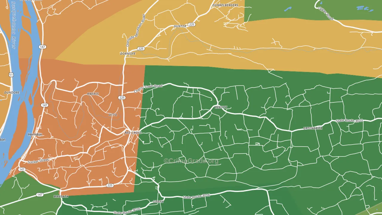 Dornsife, PA Map of Drug-Related Crime Rates