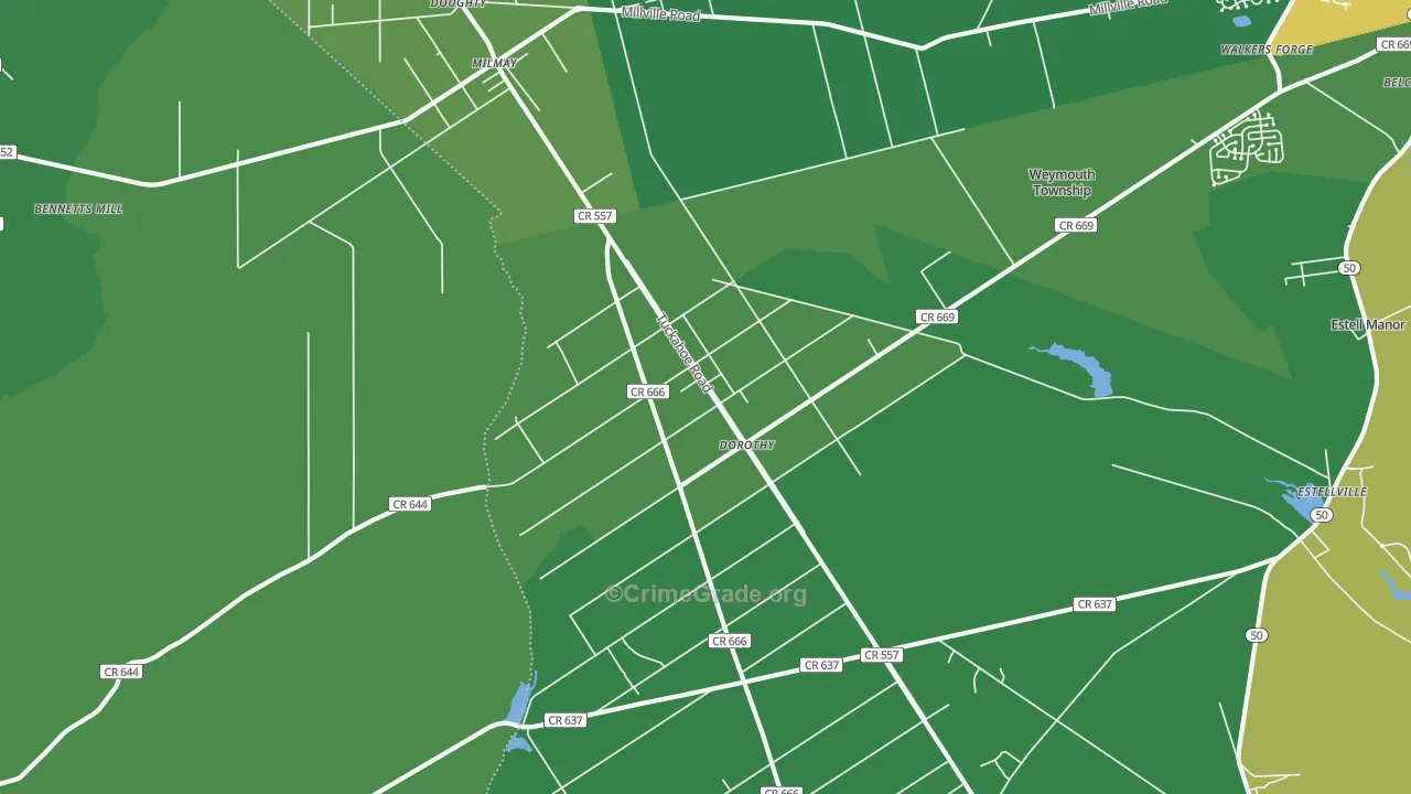 Dorothy, NJ Map of Drug-Related Crime Rates