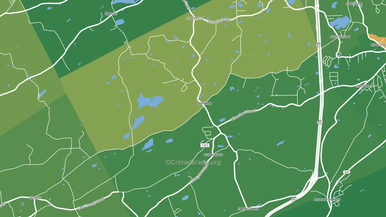 Dorrance, PA Map of Drug-Related Crime Rates