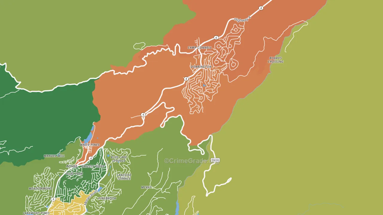 Dorrington, CA Map of Drug-Related Crime Rates