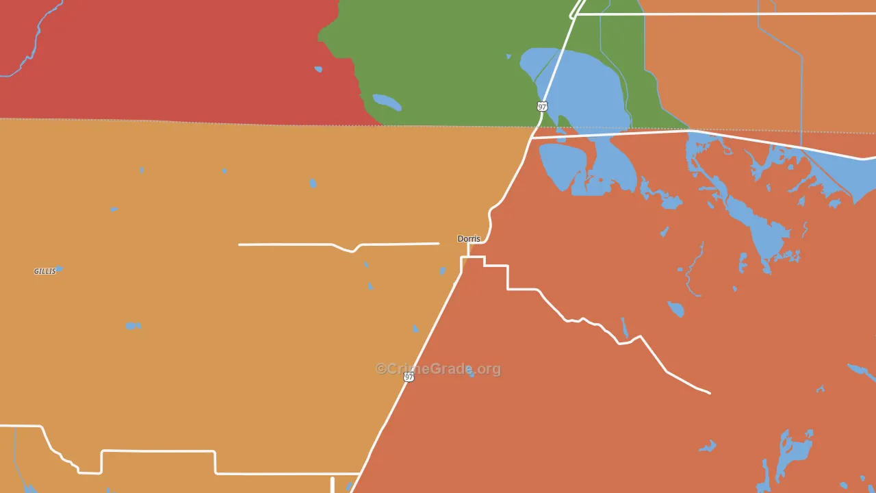 Dorris, CA Map of Drug-Related Crime Rates