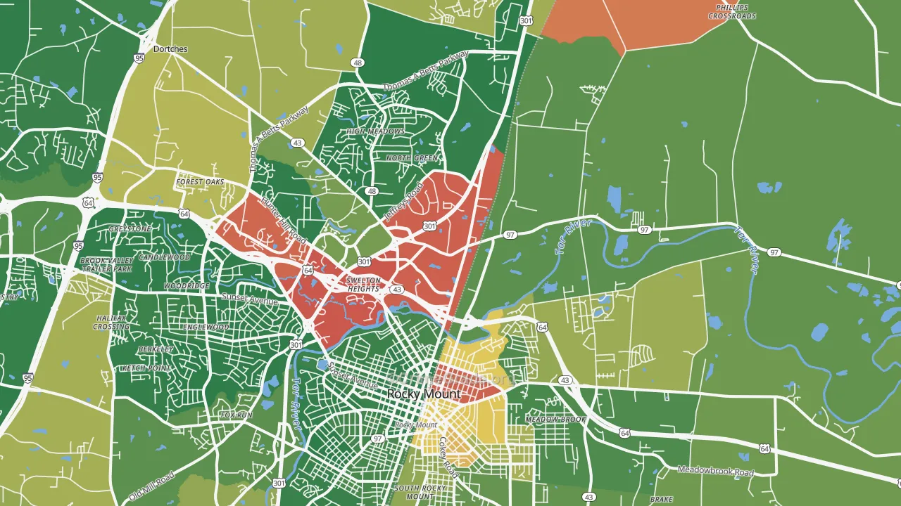 Dortches, NC Map of Drug-Related Crime Rates