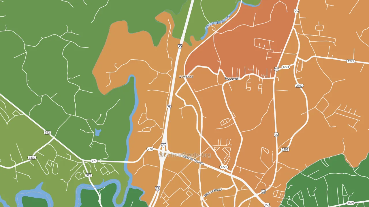 Dortha, KY Map of Drug-Related Crime Rates