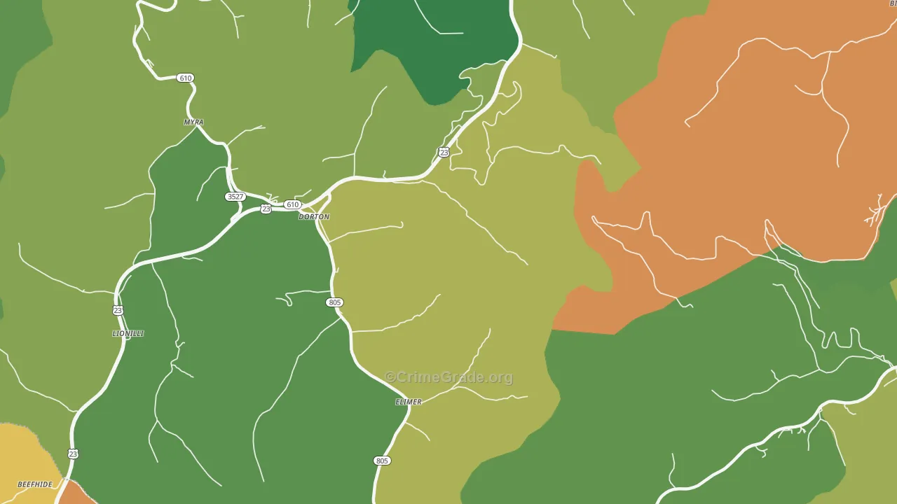 Dorton, KY Map of Drug-Related Crime Rates