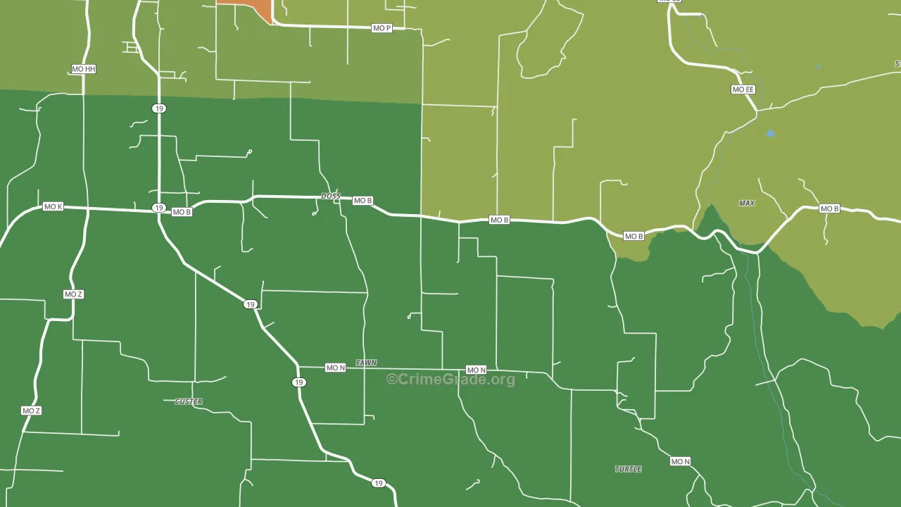 Doss, MO Map of Drug-Related Crime Rates