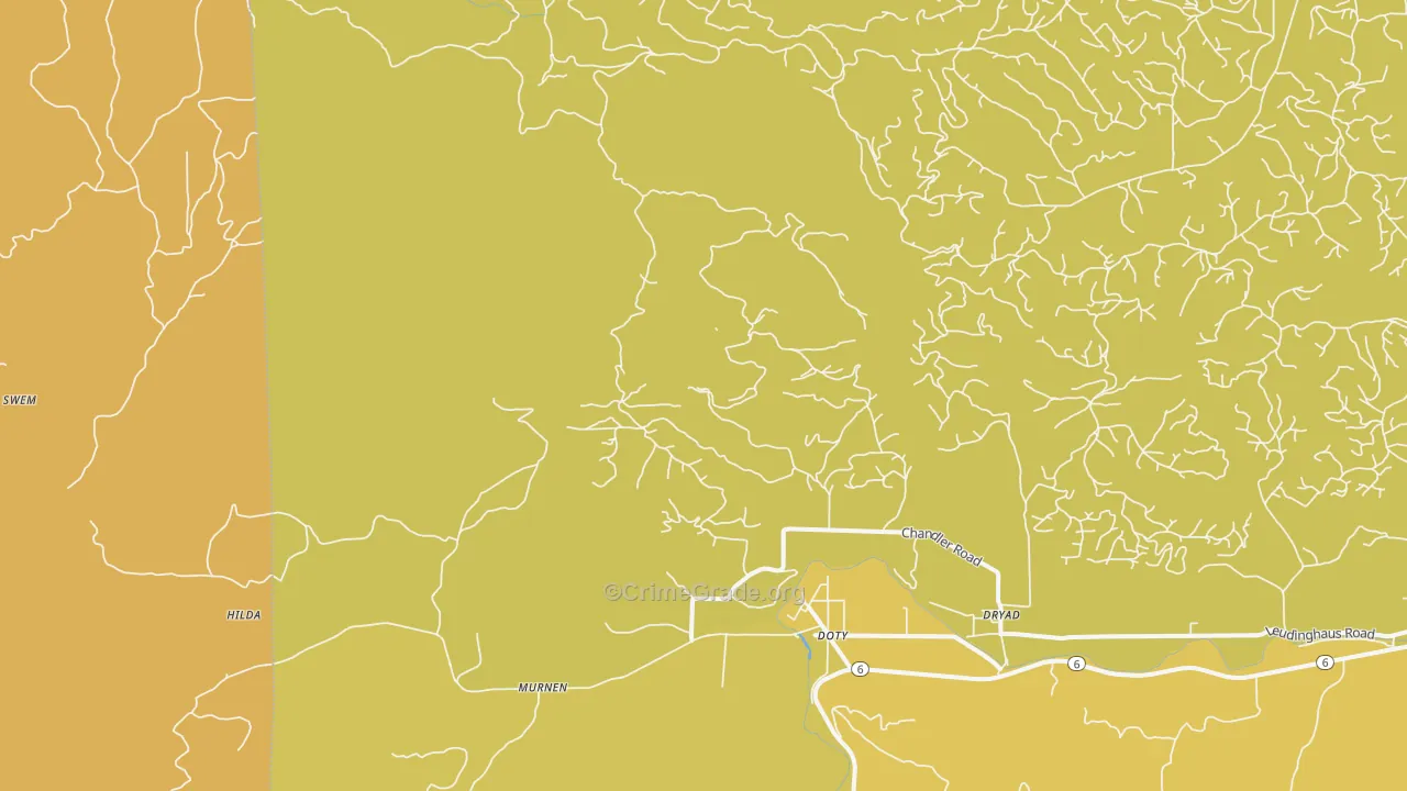 Doty, WA Map of Drug-Related Crime Rates