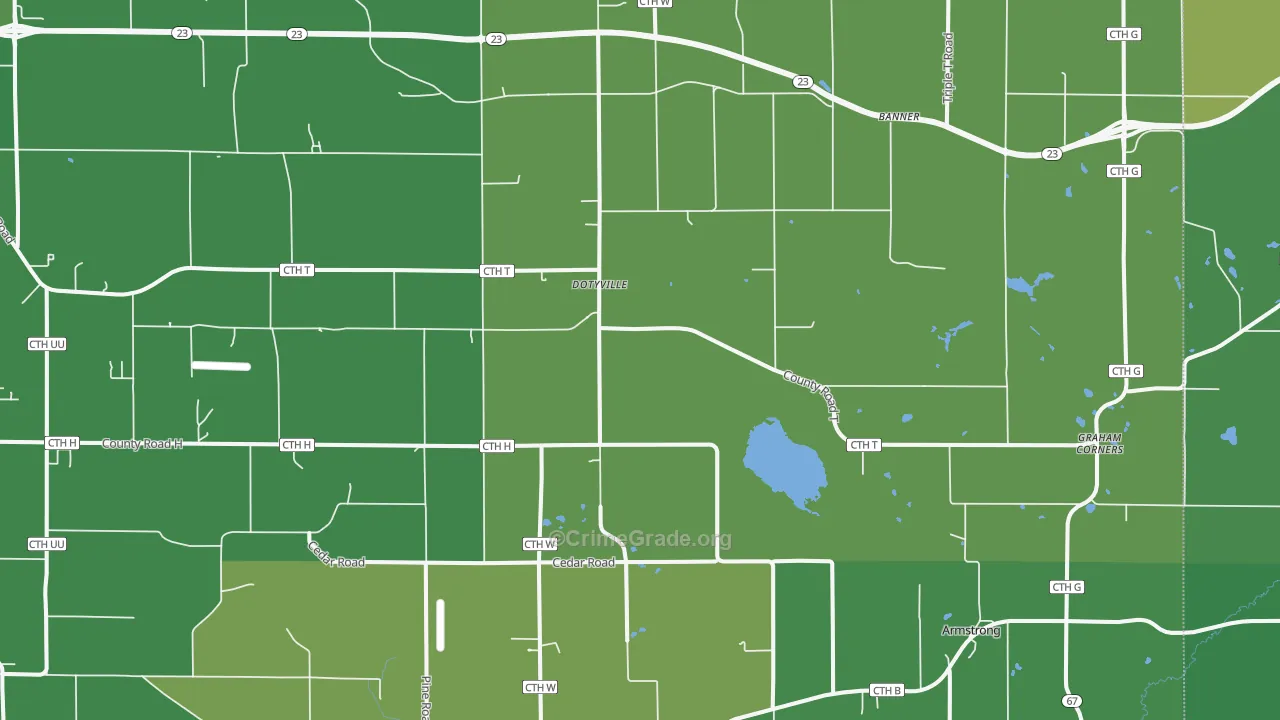 Dotyville, WI Map of Drug-Related Crime Rates