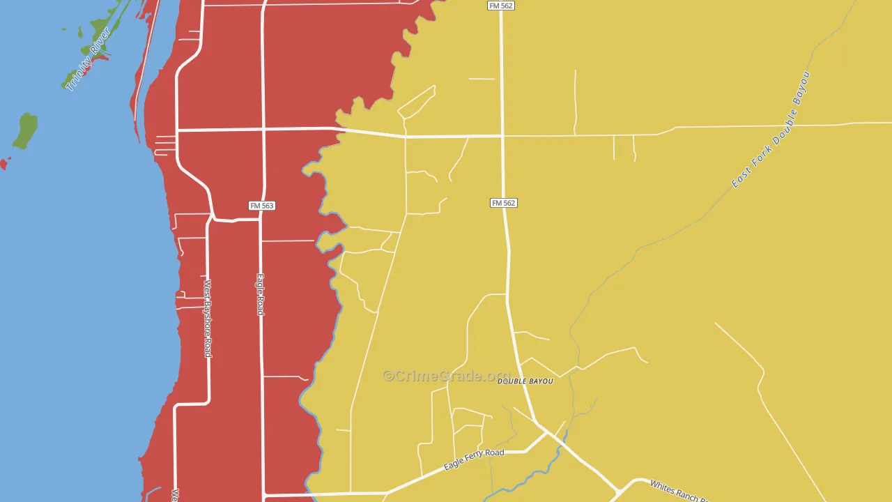 Double Bayou, TX Map of Drug-Related Crime Rates