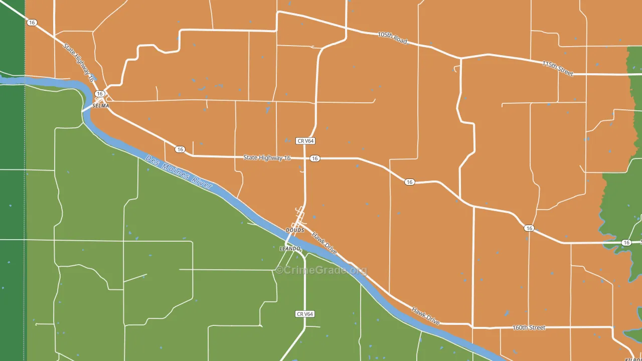 Douds, IA Map of Drug-Related Crime Rates