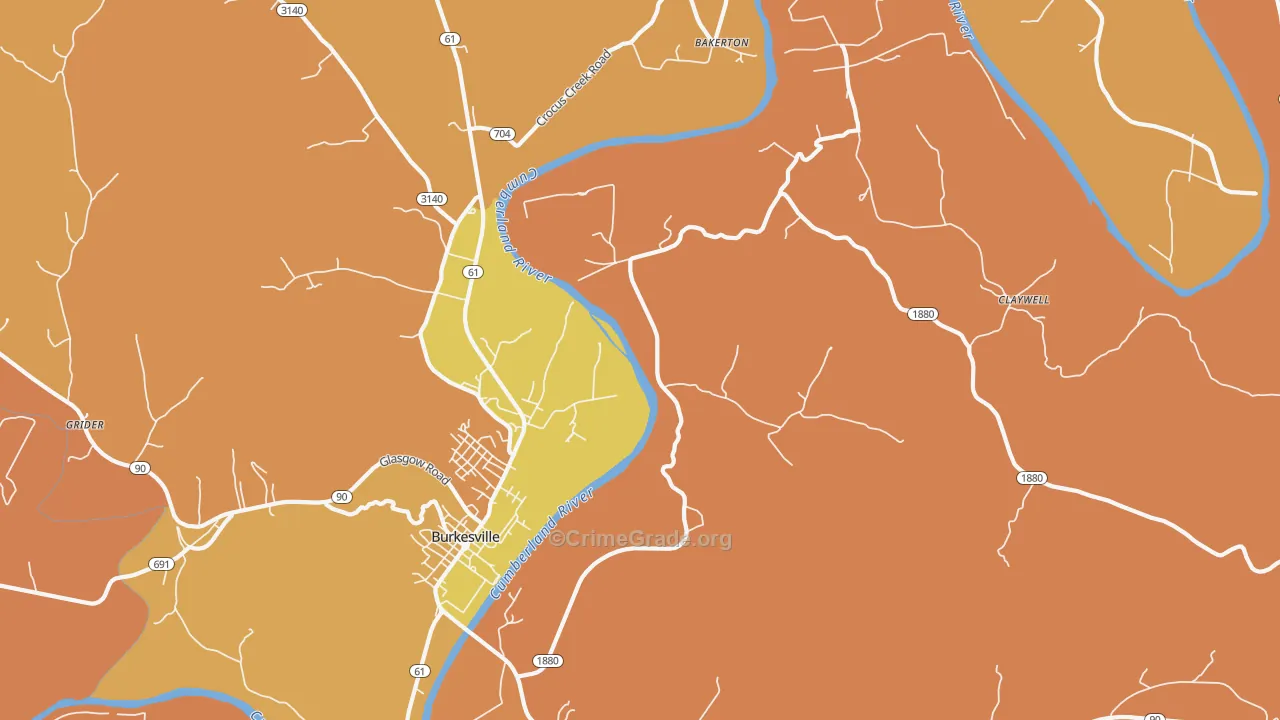 Dougan Town, KY Map of Drug-Related Crime Rates