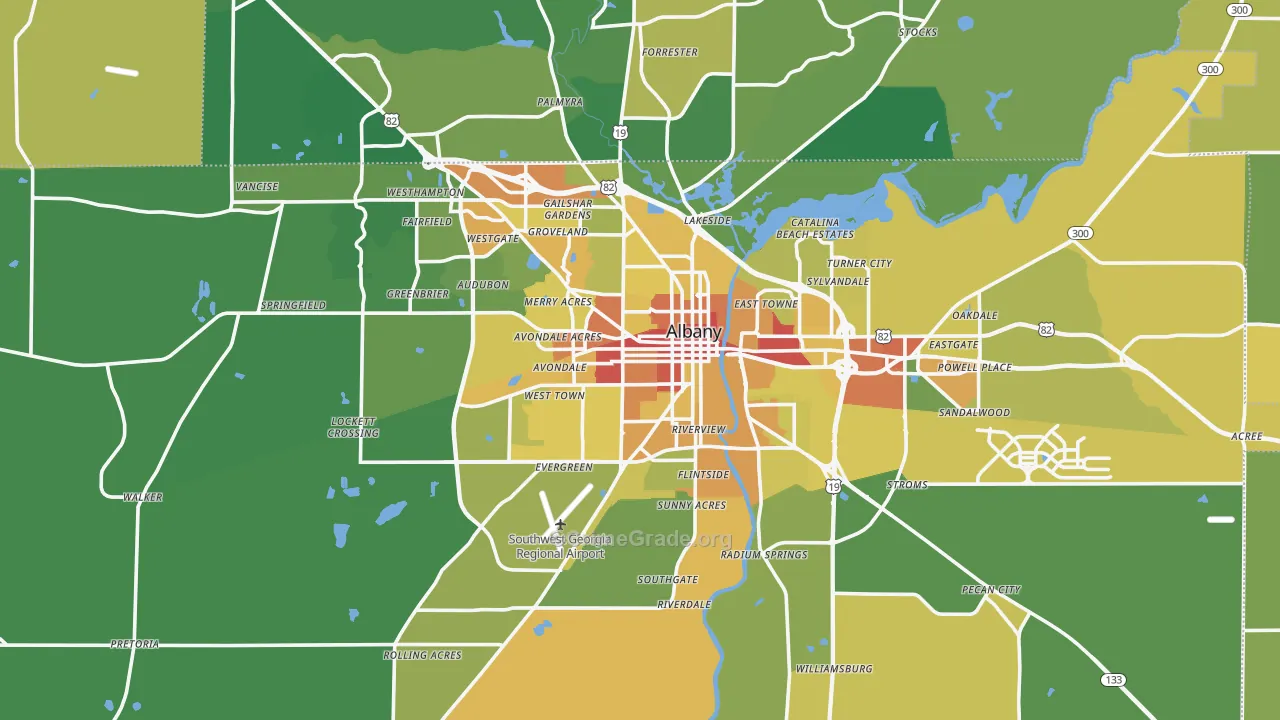 Dougherty County, GA Map of Drug-Related Crime Rates