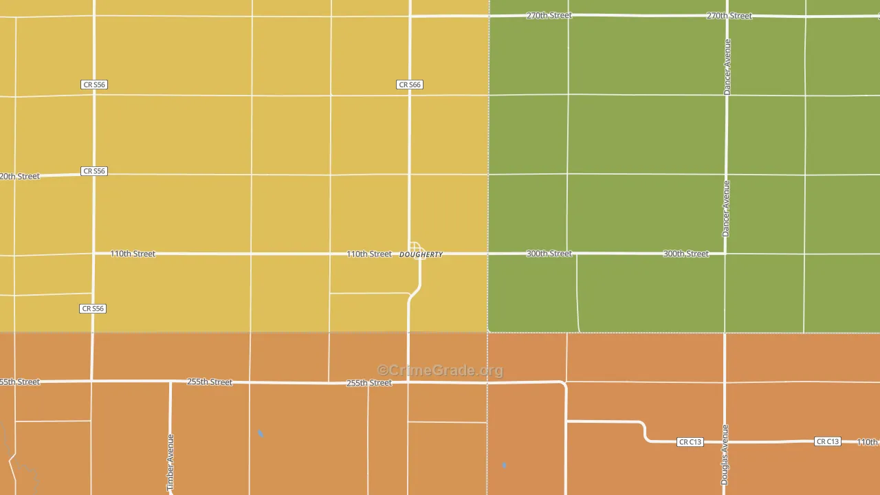Dougherty, IA Map of Drug-Related Crime Rates