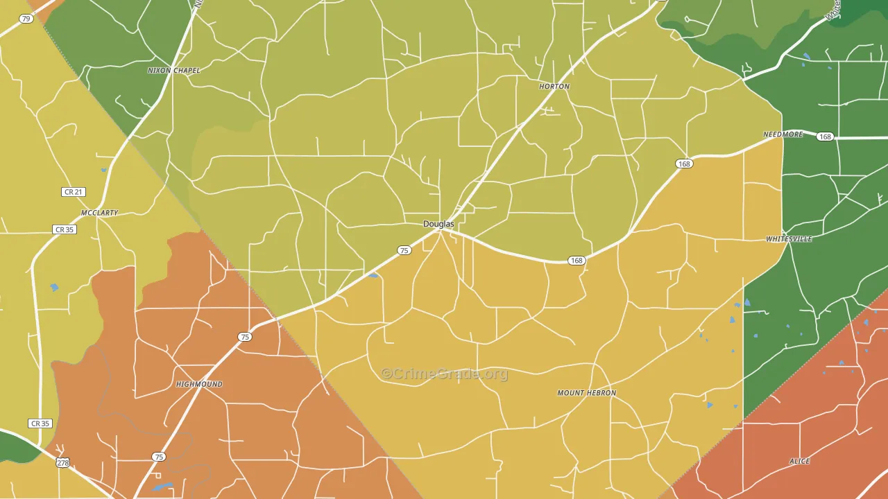 Douglas, AL Map of Drug-Related Crime Rates