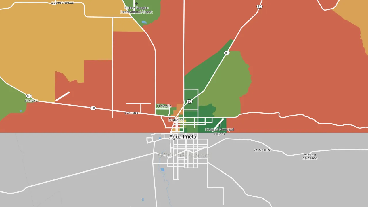 Douglas, AZ Map of Drug-Related Crime Rates