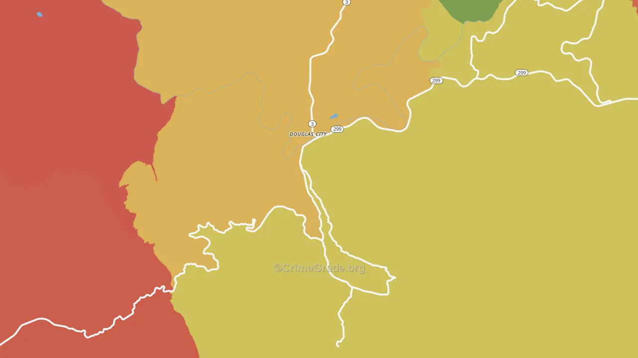 Douglas City, CA Map of Drug-Related Crime Rates