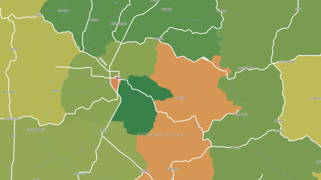 Douglas County, MO Map of Drug-Related Crime Rates