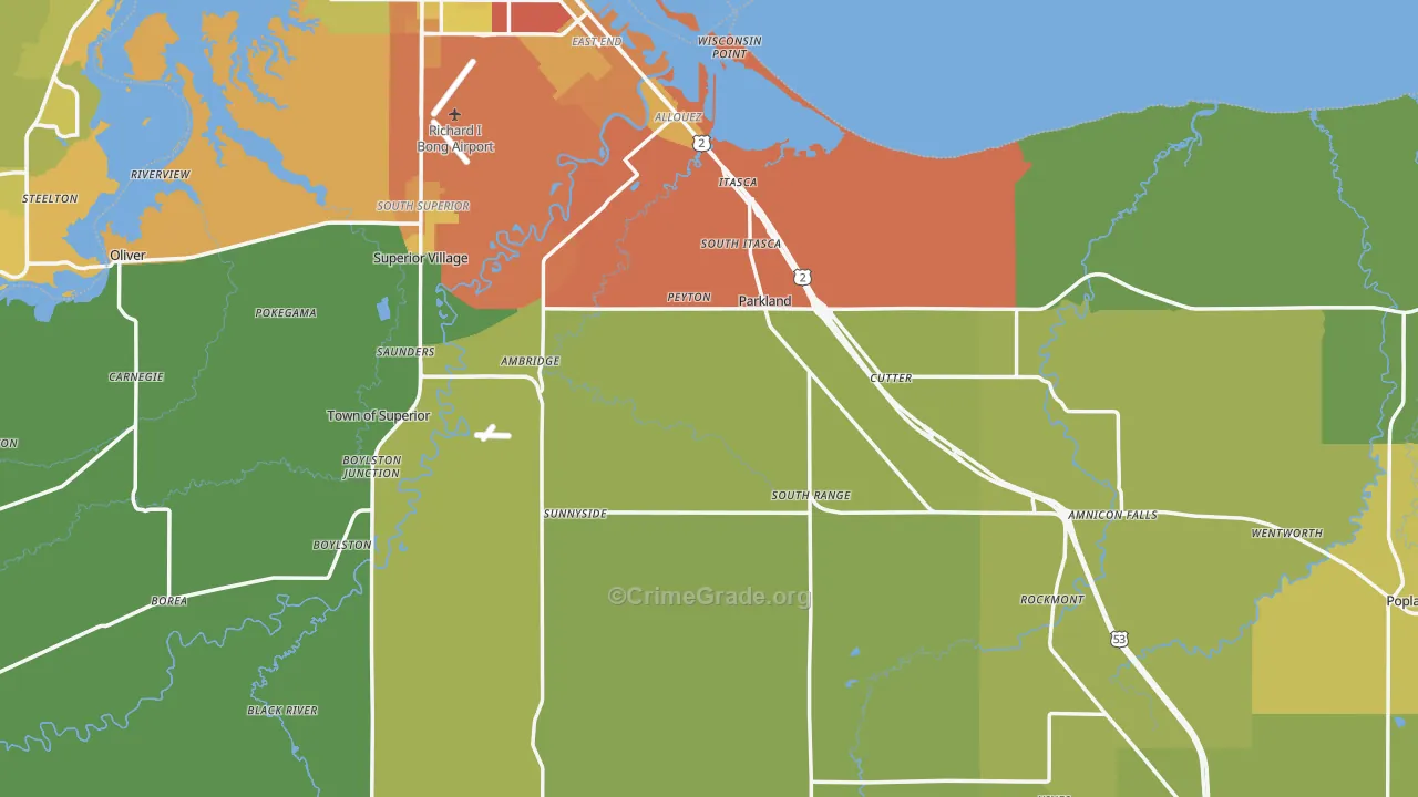 Douglas County, WI Map of Drug-Related Crime Rates