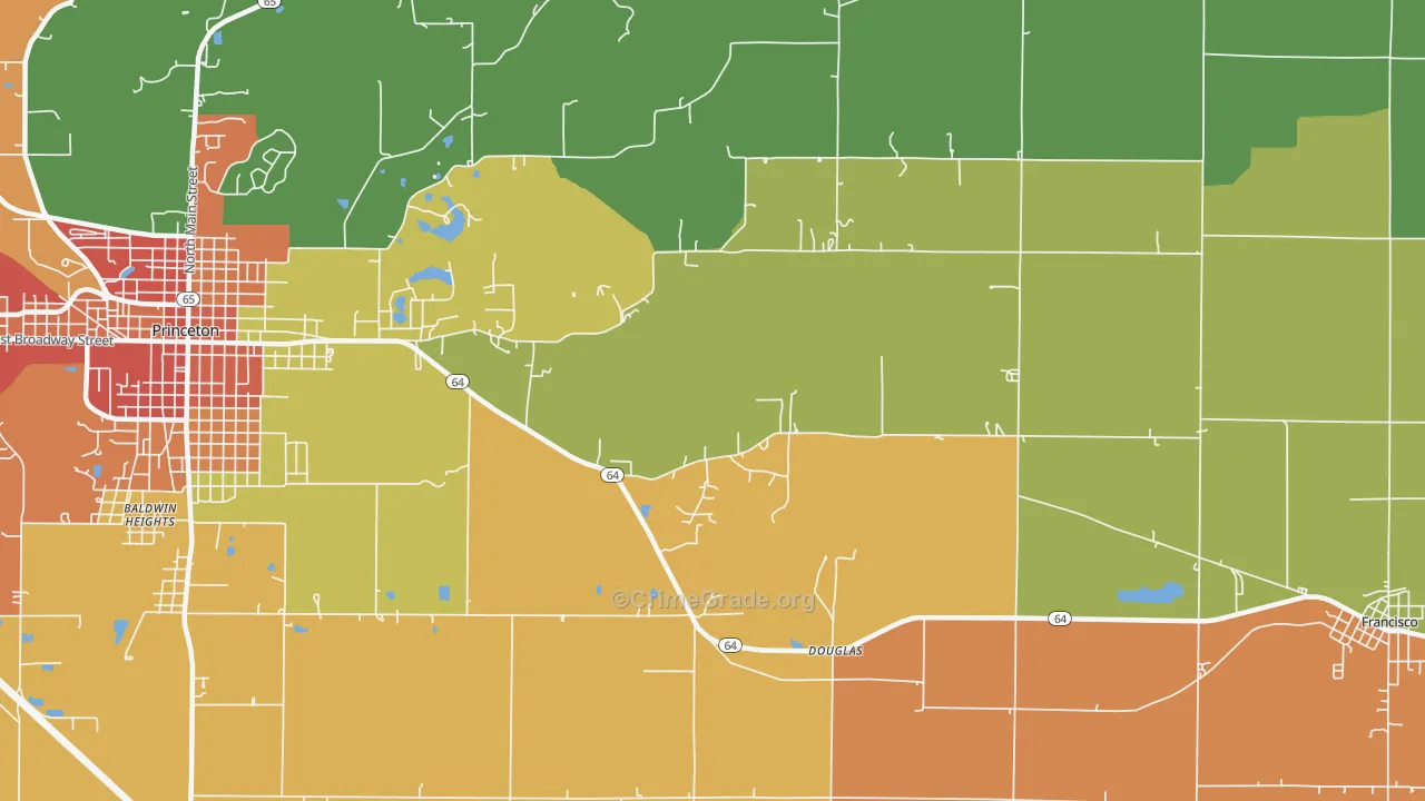 Douglas, IN Map of Drug-Related Crime Rates
