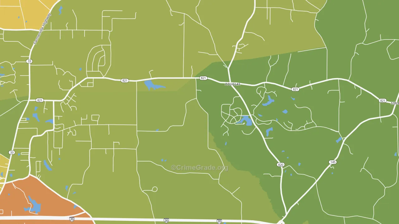 Douglas, LA Map of Drug-Related Crime Rates