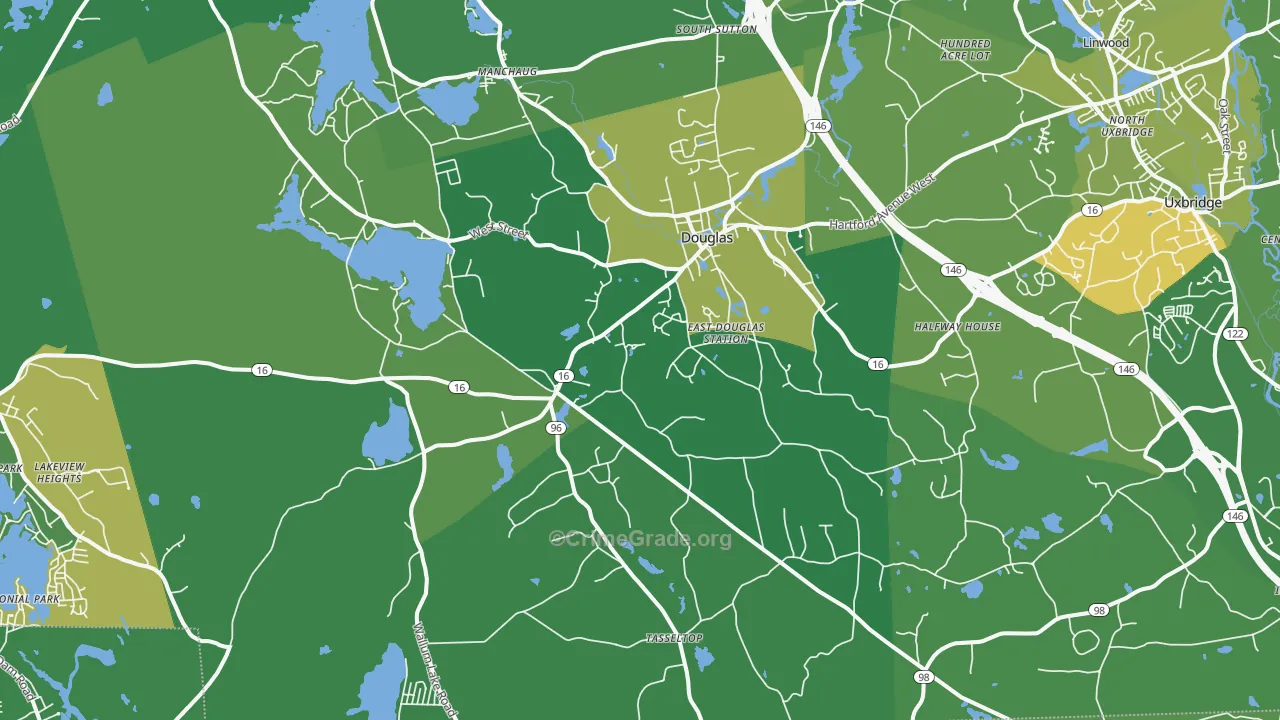 Douglas, MA Map of Drug-Related Crime Rates