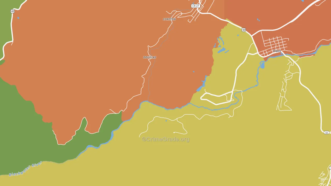 Douglas, WV Map of Drug-Related Crime Rates