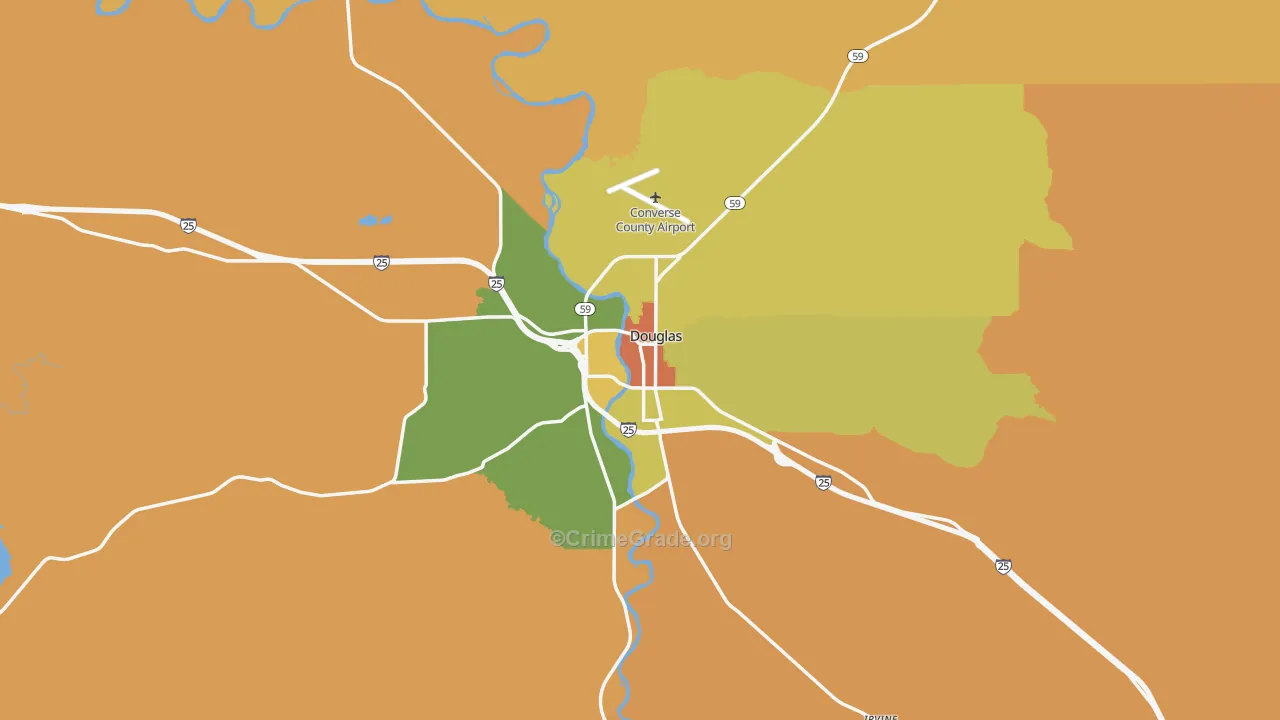 Douglas, WY Map of Drug-Related Crime Rates