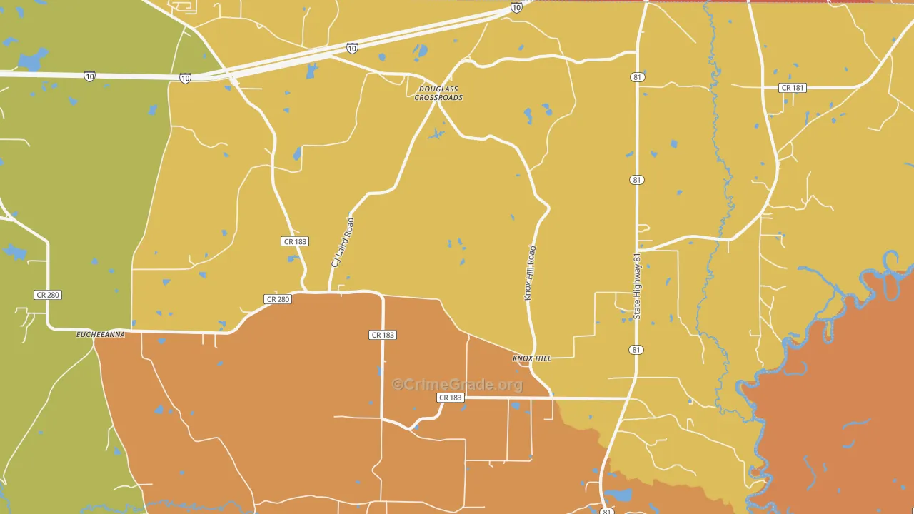 Douglass Crossroads, FL Map of Drug-Related Crime Rates