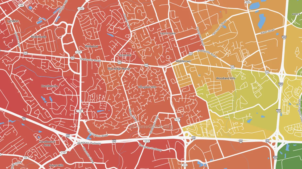 Douglass Hills, KY Map of Drug-Related Crime Rates