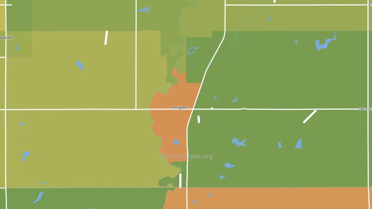 Douglass, KS Map of Drug-Related Crime Rates