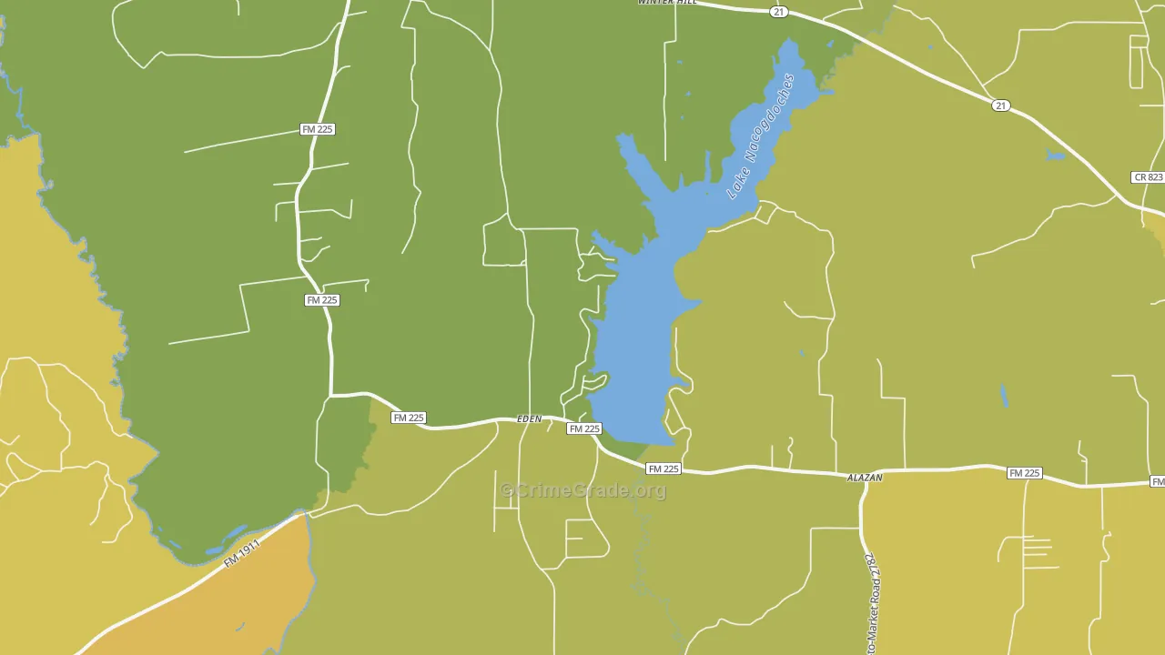 Douglass, TX Map of Drug-Related Crime Rates