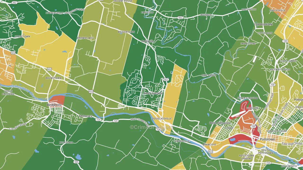 Douglassville, PA Map of Drug-Related Crime Rates