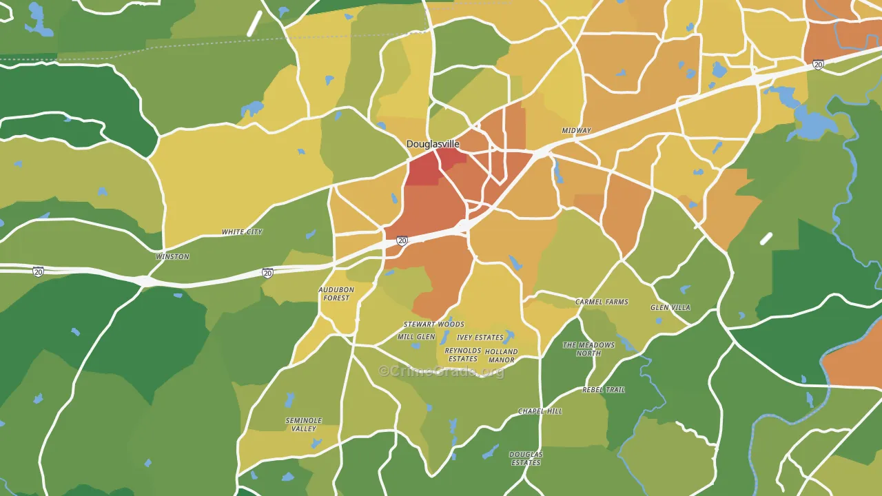 Douglasville, GA Map of Drug-Related Crime Rates
