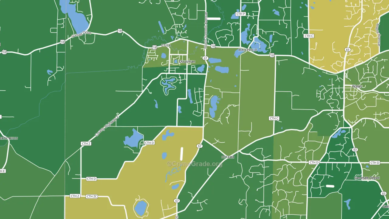 Dousman, WI Map of Drug-Related Crime Rates
