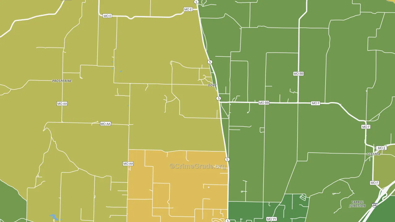 Dove, MO Map of Drug-Related Crime Rates