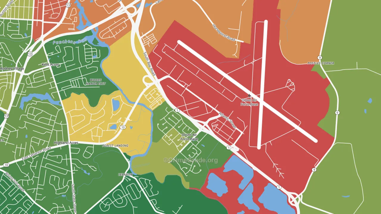 Dover Afb, DE Map of Drug-Related Crime Rates