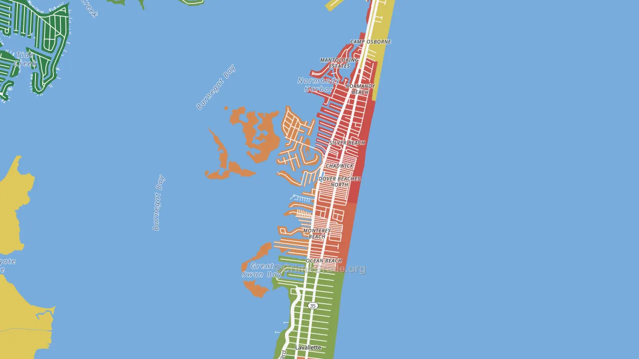 Dover Beaches North, NJ Map of Drug-Related Crime Rates