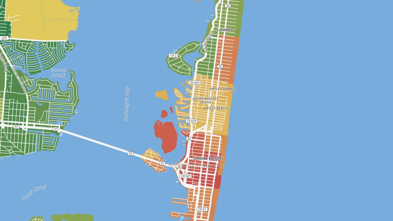 Dover Beaches South, NJ Map of Drug-Related Crime Rates