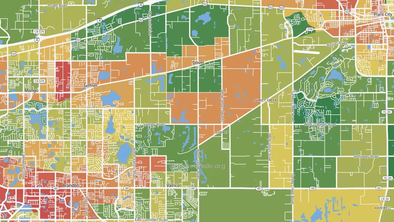 Dover, FL Map of Drug-Related Crime Rates
