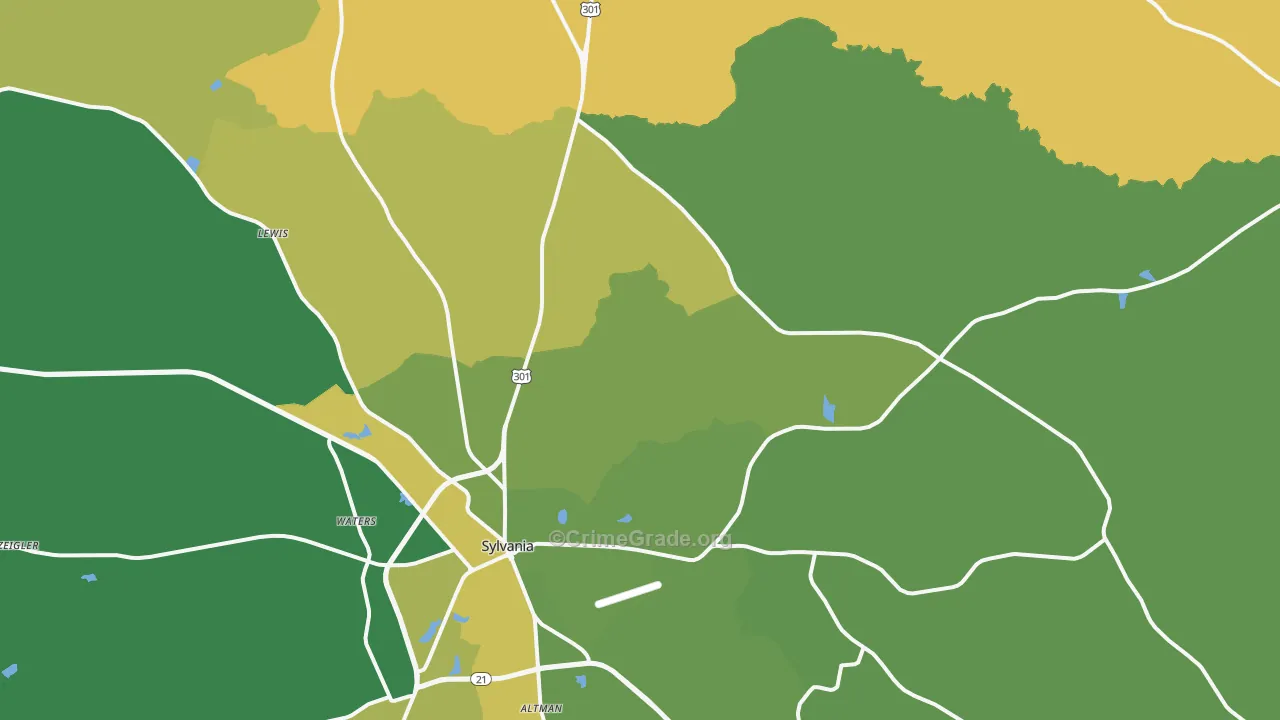 Dover, GA Map of Drug-Related Crime Rates
