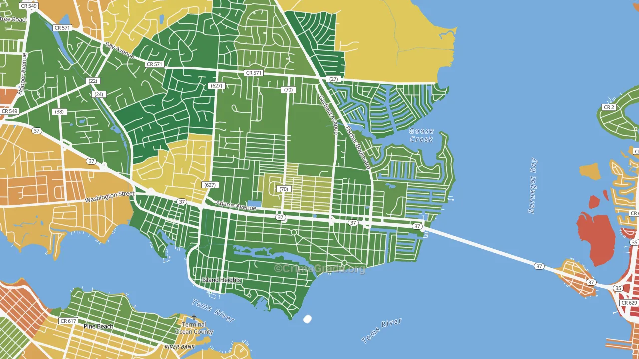 Dover Heights, Toms River, NJ Map of Drug-Related Crime Rates