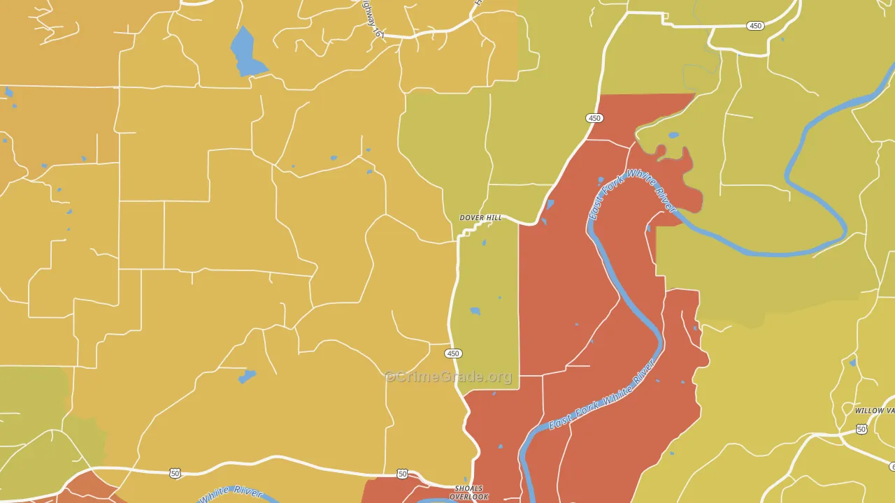 Dover Hill, IN Map of Drug-Related Crime Rates