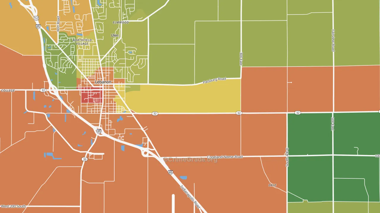 Dover, IN Map of Drug-Related Crime Rates