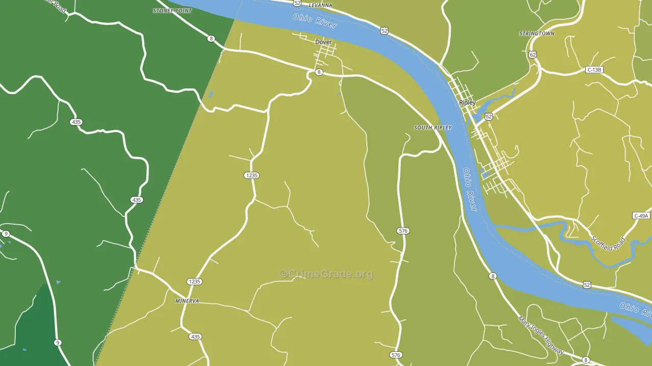 Dover, KY Map of Drug-Related Crime Rates
