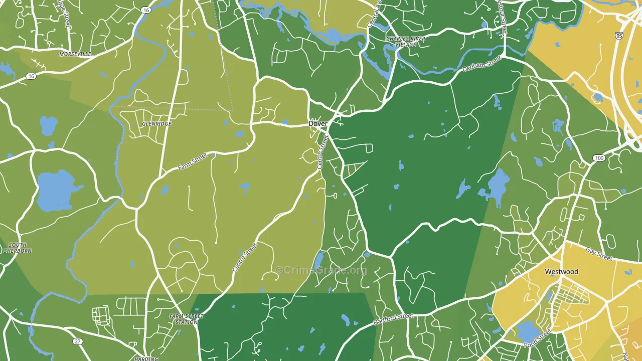 Dover, MA Map of Drug-Related Crime Rates