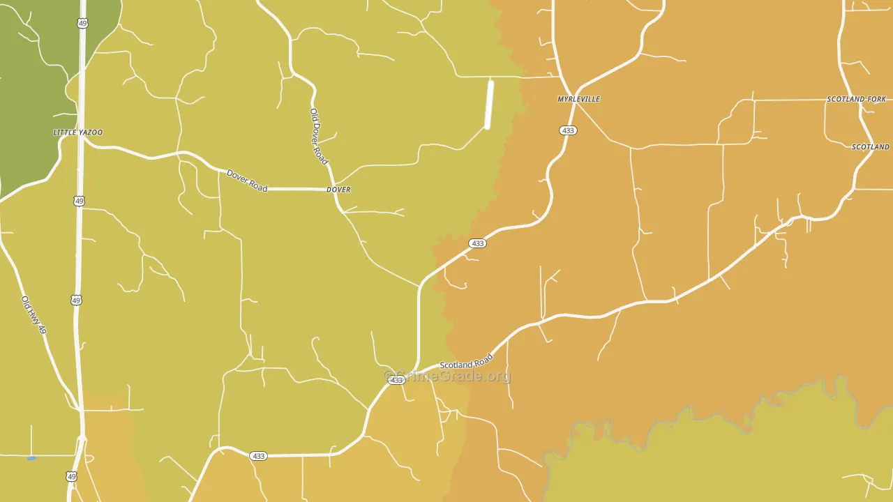 Dover, MS Map of Drug-Related Crime Rates