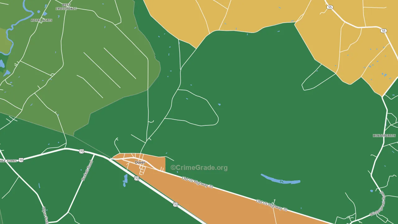 Dover, NC Map of Drug-Related Crime Rates