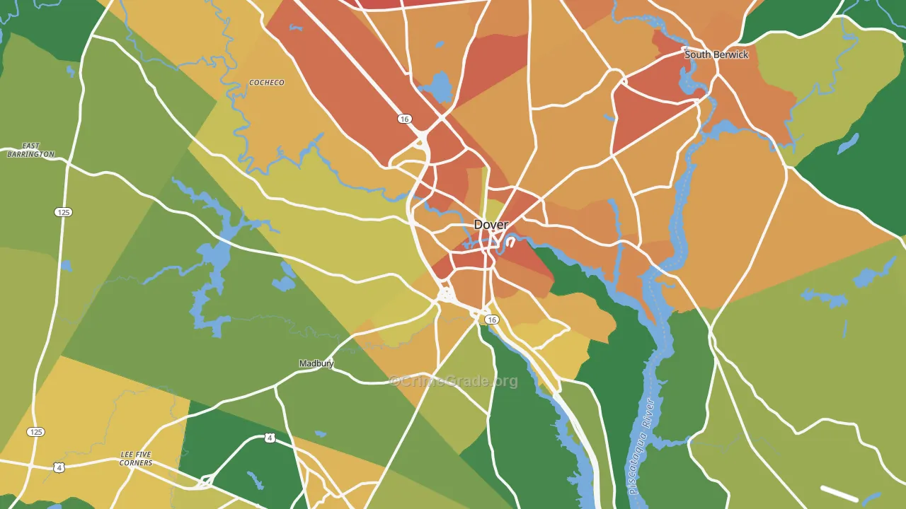 Dover, NH Map of Drug-Related Crime Rates