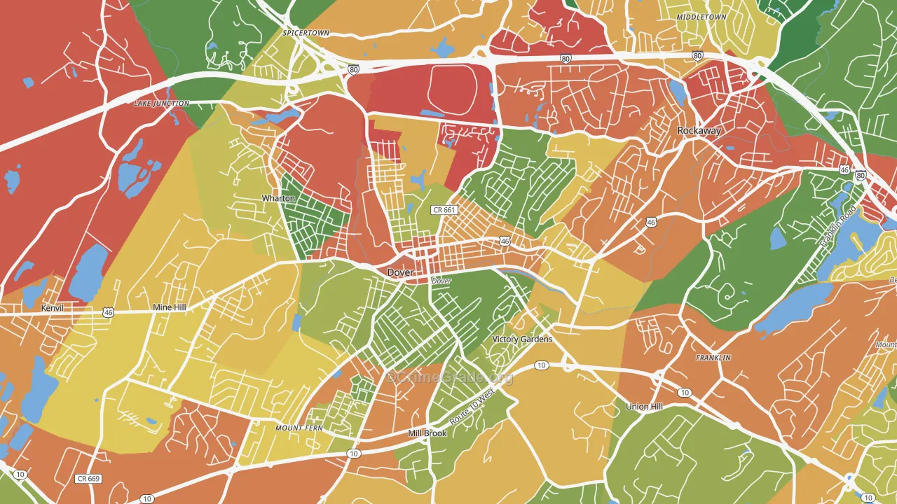 Dover, NJ Map of Drug-Related Crime Rates