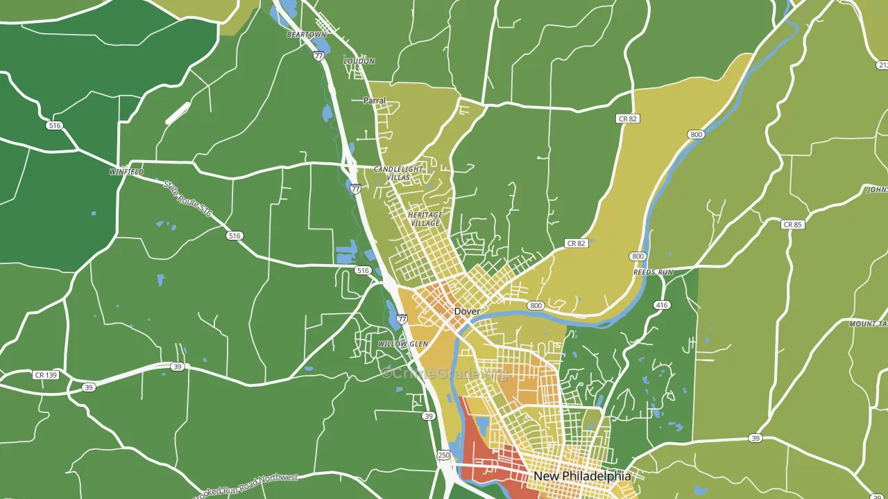 Dover, OH Map of Drug-Related Crime Rates