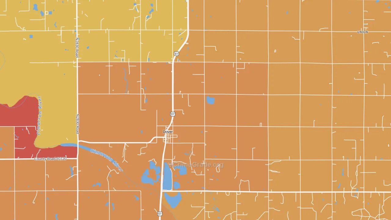 Dover, OK Map of Drug-Related Crime Rates